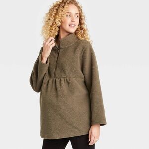 Isabel Maternity Olive Green 1/2 Pullover Jacket Size XXL NWT